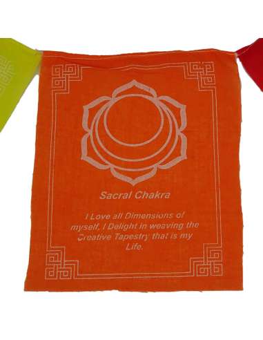 Banderas Tibetanas de 7 banderas de Chakra con texto - CompraIncienso