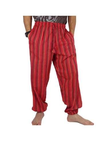 ▶️Novedad!! Pantalón hombre Hippie de Rayas de color rojo