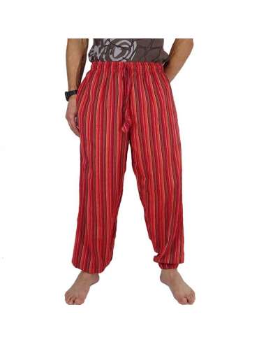 Araña Deportista a menudo ▶️Novedad!! Pantalón hombre Hippie de Rayas de color rojo