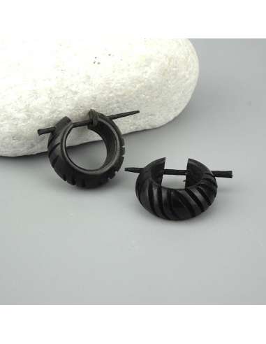 Pendientes aros coco tallados + 2 sticks gratis