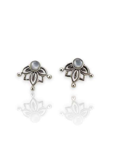 Pendientes Flor de Loto en Plata 1ª Ley