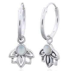 Pendientes aros de plata flor de loto.