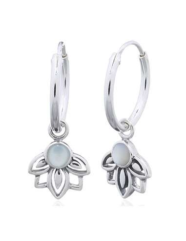 Pendientes aros de plata flor de loto.