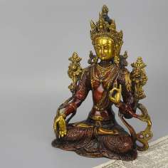 Figura de Tara Blanca de Bronce Hecha en India