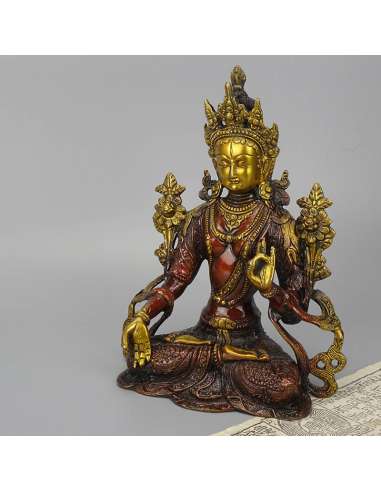 Figura de Tara Blanca de Bronce Hecha en India