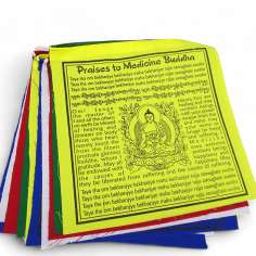 Banderas Tibetanas mantra Buda de la Medicina 20 x 20 cm