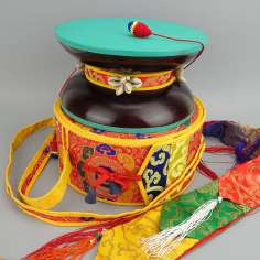 Damaru Tibetano de Grande  22 cm  Tambor Ritual Budista